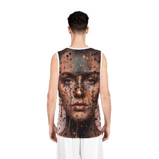 Paint Splatter Portrait Basketball Jersey | Artistic Face All-Over Print 4