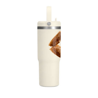 Faux Fur Kiss Lips Tumbler 32oz | Lip Print Travel Mug 11