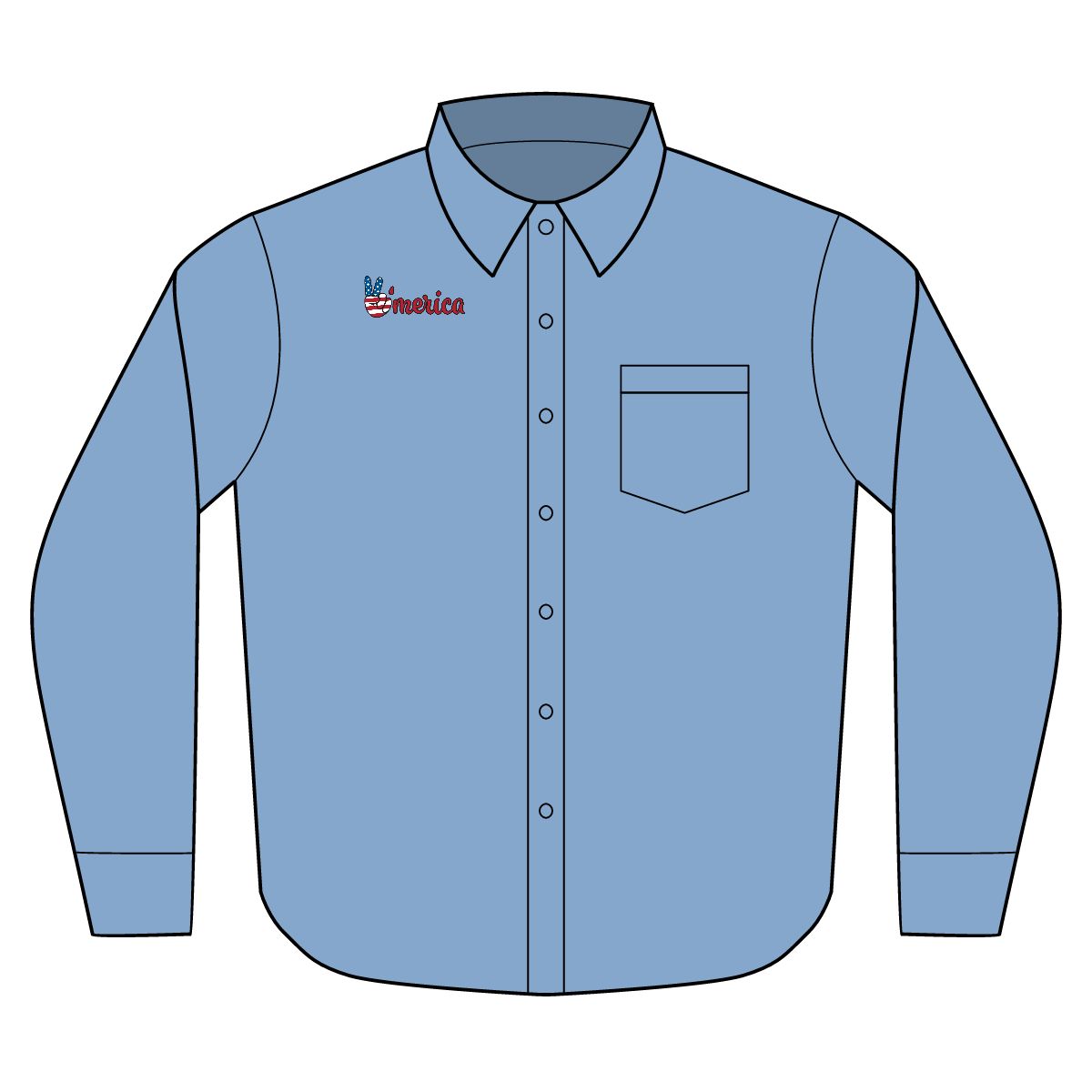American flag back and sleeve long sleeve denim shirt