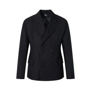 Black Double-Breasted Oversized Blazer for Men | Windproof Suit Jacket 5