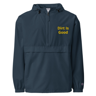 Embroidered Champion Packable Navy Jacket "Dirt Is Good"