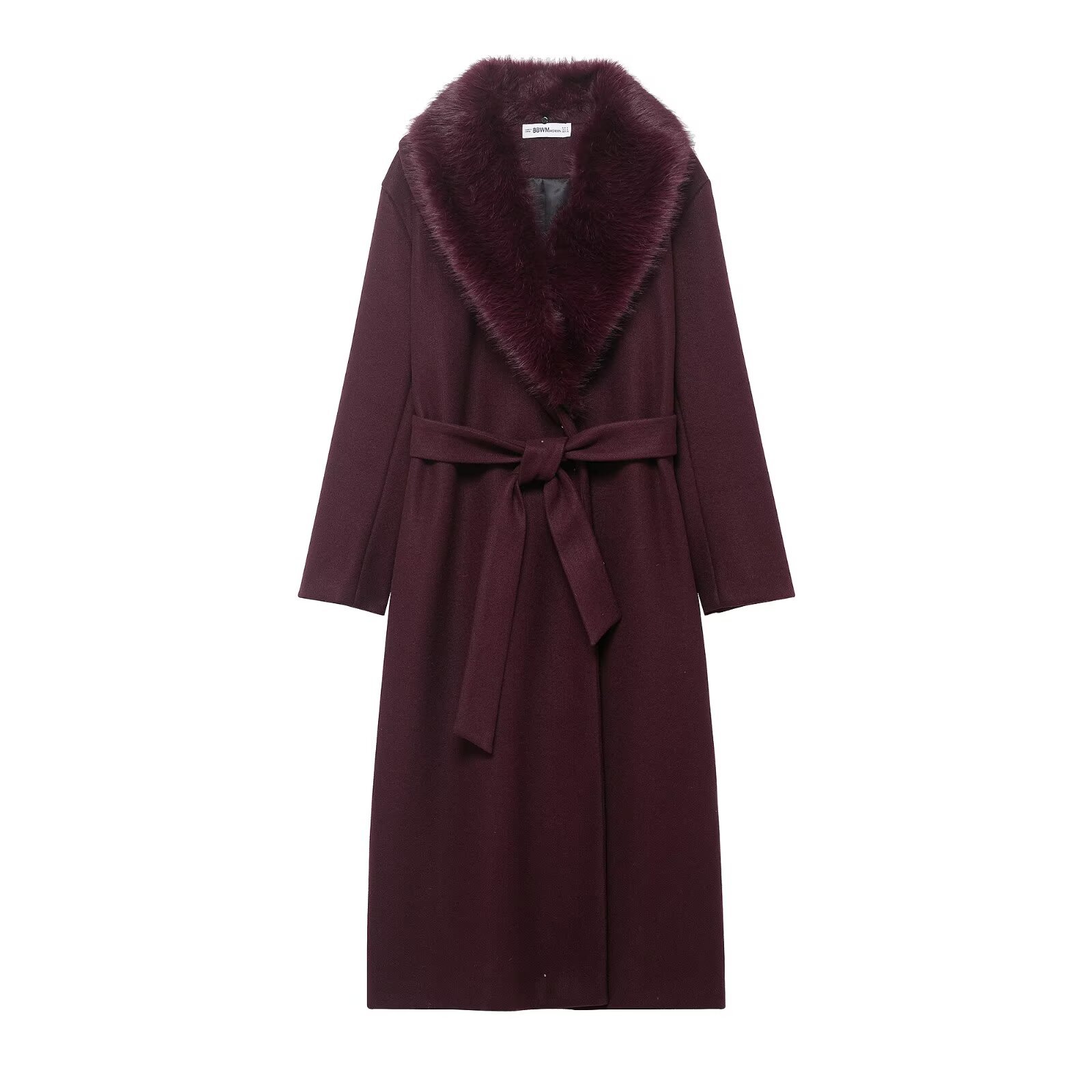 Elegant Wool Coat with Detachable Fur Collar