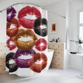 Colorful Lip Print Shower Curtains | Kiss Pattern Bath Curtain 4