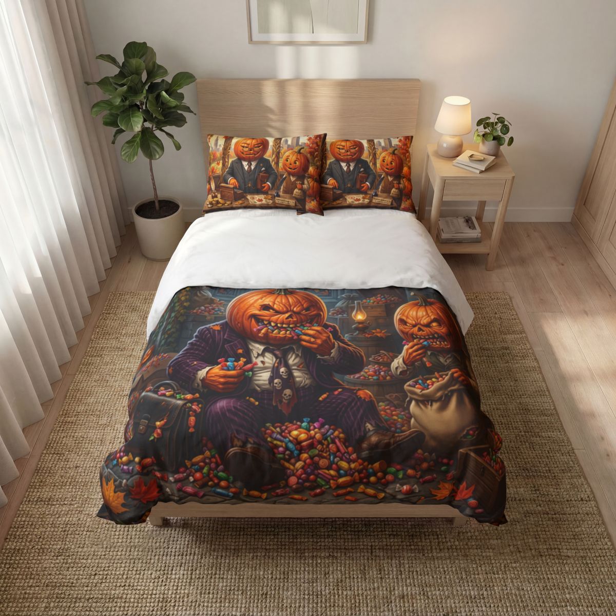 Jack-o'-Lantern Family Halloween Quilt Cover Set