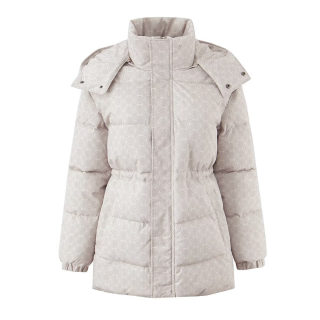 Street Print Waistband Hooded Cotton Jacket for Women 3
