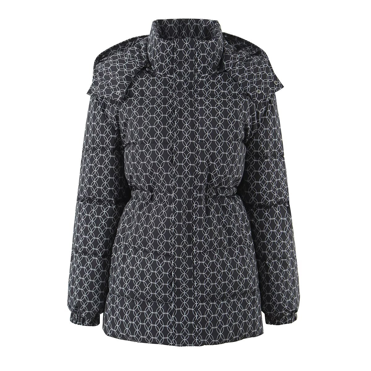Street Print Waistband Hooded Cotton Jacket for Women