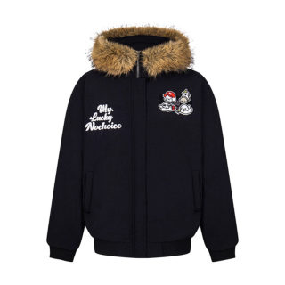 Embroidered Fur Collar Hooded Cotton Coat | Loose Couple's Jacket 4