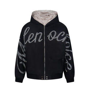 Hawk Embroidered Letter Hooded Cotton Coat | Unisex Loose Warm Outerwear 5