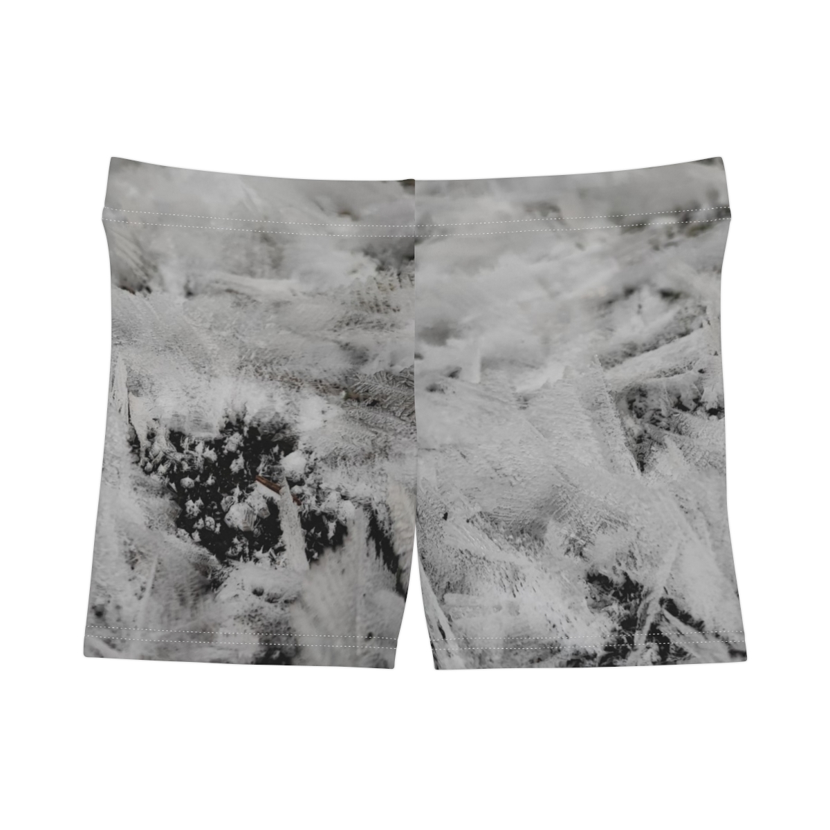 Black & White Ice Texture Women's Shorts | Abstract Snow Pattern