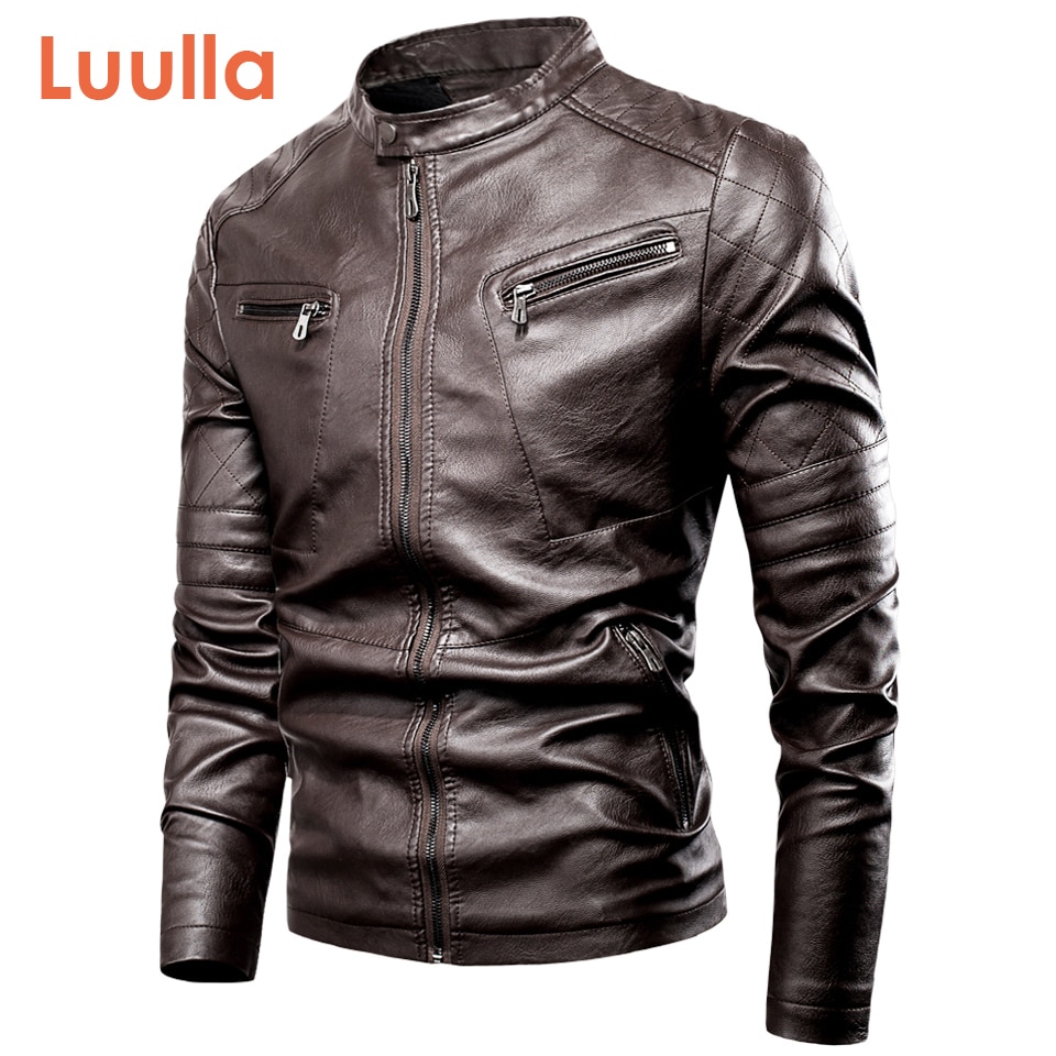 Men's Vintage Motorcycle Leather Jacket | Biker Rivet Pockets PU Coat