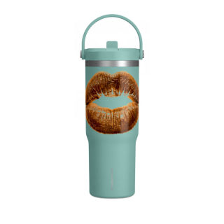 Faux Fur Kiss Lips Tumbler 32oz | Lip Print Travel Mug 5
