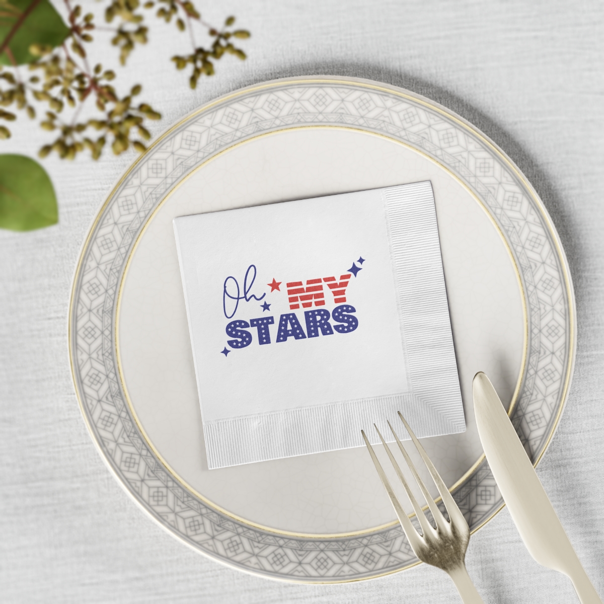 Oh My Stars Napkins | Patriotic Fourth of July Cocktail Napkins