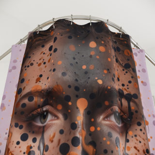 Abstract Drip Portrait Shower Curtain | Artistic Face Splatter 3