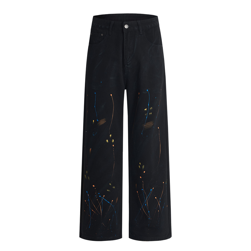 Spray Painted Splash Ink Jeans | Street Fashion Straight Fit