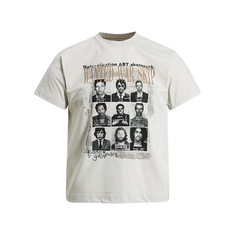 Character Letter Print Round Neck T-Shirt | American Vintage