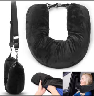 Travel Pillow — Fillable with Clothes, Soft Plush U-Shaped Neck Pillow