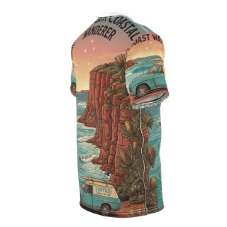 Coastal Wanderer Surf Van Tee | Ocean Cliffs Sunset All-Over Print 19