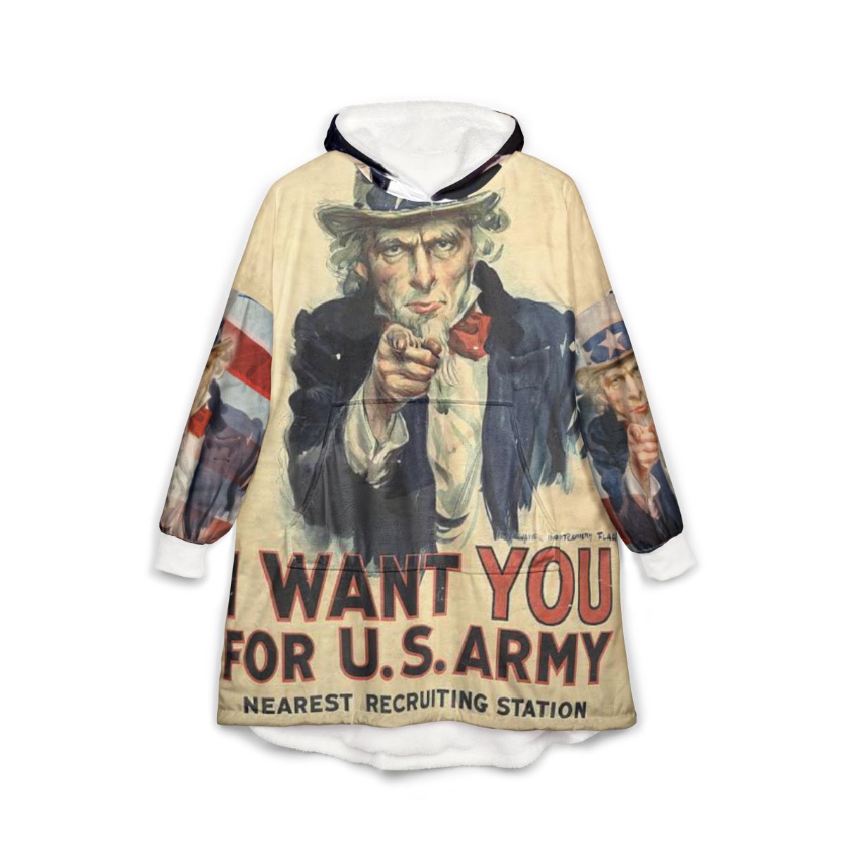 Uncle Sam Want You Hooded Blanket | Vintage Recruitment Poster Print