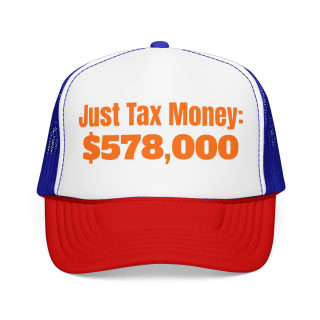 Just Tax Money: 578,000 Foam Trucker Hat | Political Statement, Bold Orange Text 10