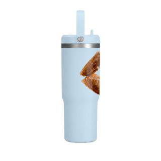 Faux Fur Kiss Lips Tumbler 32oz | Lip Print Travel Mug 13