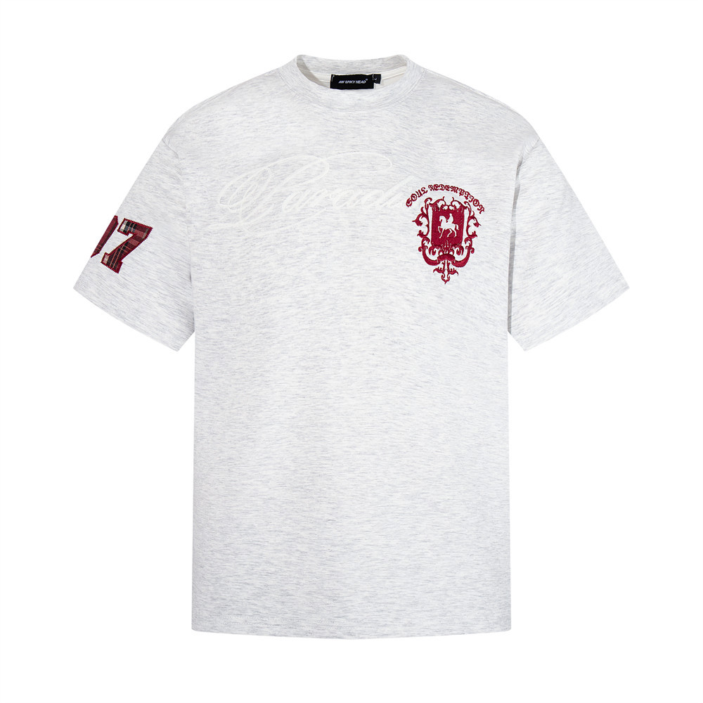 Emblem Embroidered Letter Short Sleeve T-Shirt