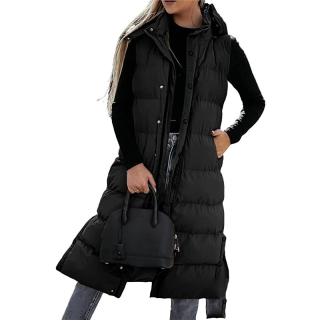 Sleeveless Hooded Zipper Coat for Women | Solid Color Casual Outerwear 3