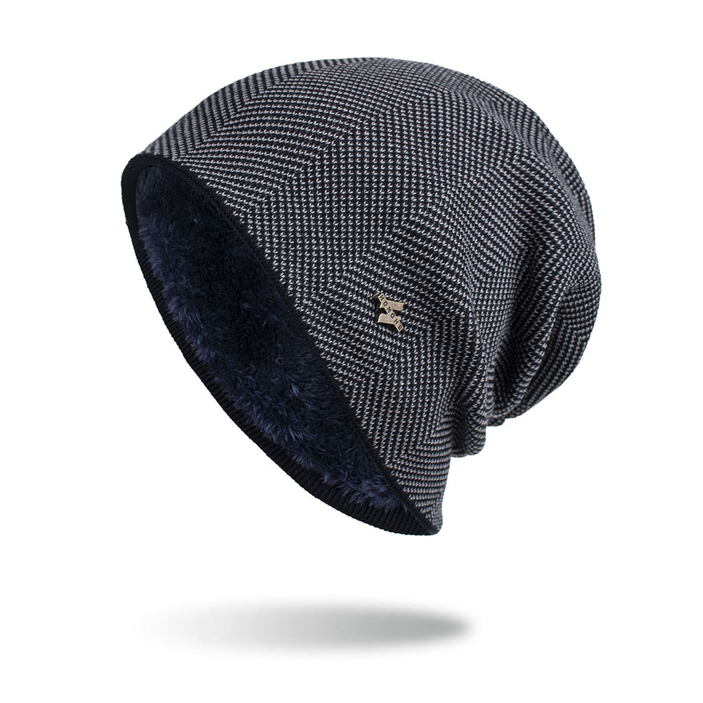 Velvet Iron-On Patch Knit Beanie