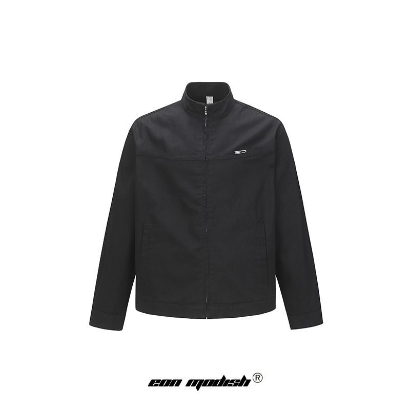Street-Style Loose Fit Jacket with Stand Collar