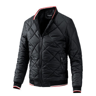 Men's Baseball Collar Diamond Grid Jacket | Urban Plus Size Cotton Coat 5