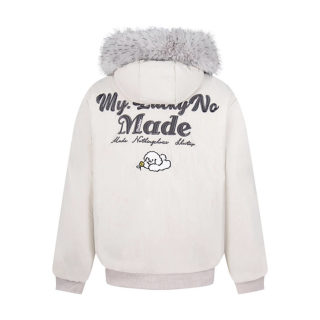 Embroidered Fur Collar Hooded Cotton Coat | Loose Couple's Jacket 2