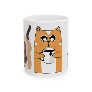 Cute Cats Holding Coffee Ceramic Mug