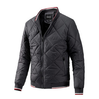 Men's Baseball Collar Diamond Grid Jacket | Urban Plus Size Cotton Coat 3