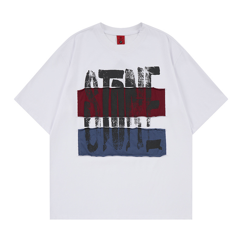 Color Block Embroidered Short Sleeve T-Shirt