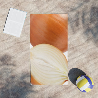 Onion Print Beach Towel | Realistic Onion Design, Kitchen Produce Pattern 14