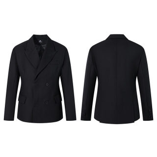 Black Double-Breasted Oversized Blazer for Men | Windproof Suit Jacket 3