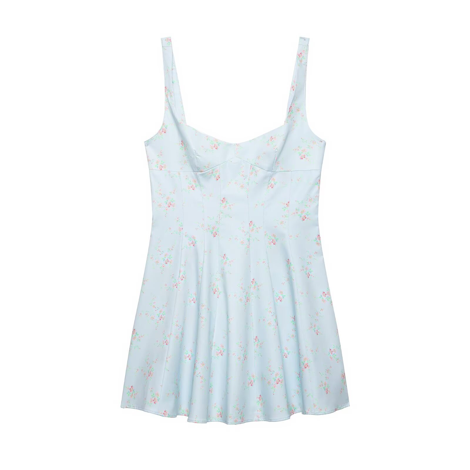 Floral Print Poplin Short Dress | Sleeveless