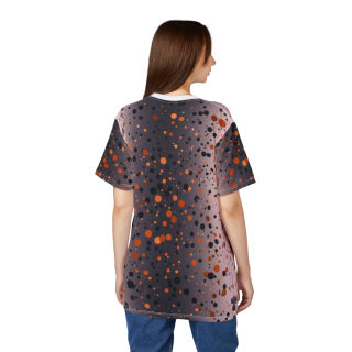 Orange and Black Paint Splatter Tee | All Over Print Shirt 17