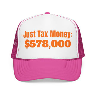 Just Tax Money: 578,000 Foam Trucker Hat | Political Statement, Bold Orange Text 6