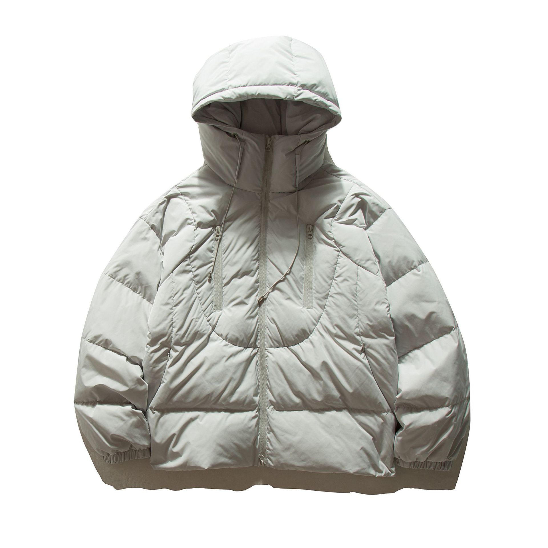 White Duck Down Hooded Parka | Men's Loose Fit Winter Jacket