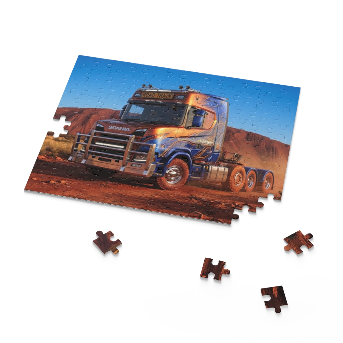 Orange Blue Semi Truck Puzzle | 120–500 Piece