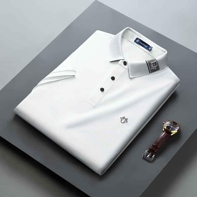 Ice Silk Short Sleeve Shirt for Men | Flip Collar Business Casual
