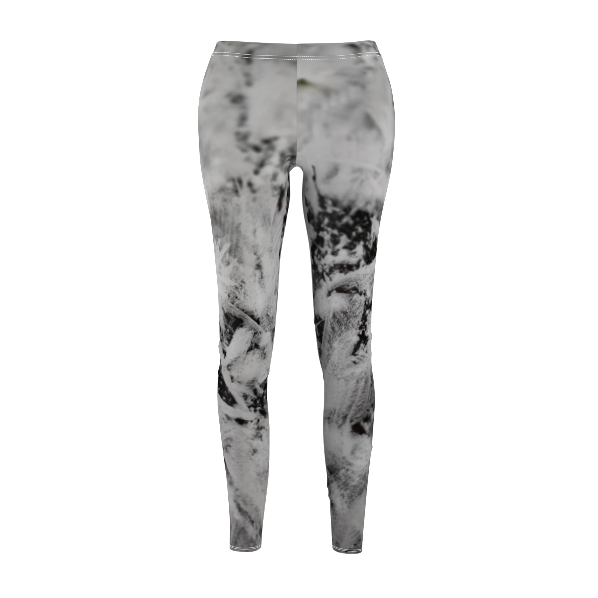 Black & White Frost Print Leggings | Abstract Ice Crystal Pattern, All-Over Print