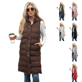 Women's Hooded Sleeveless Long Vest Jacket | Commuter Style 1