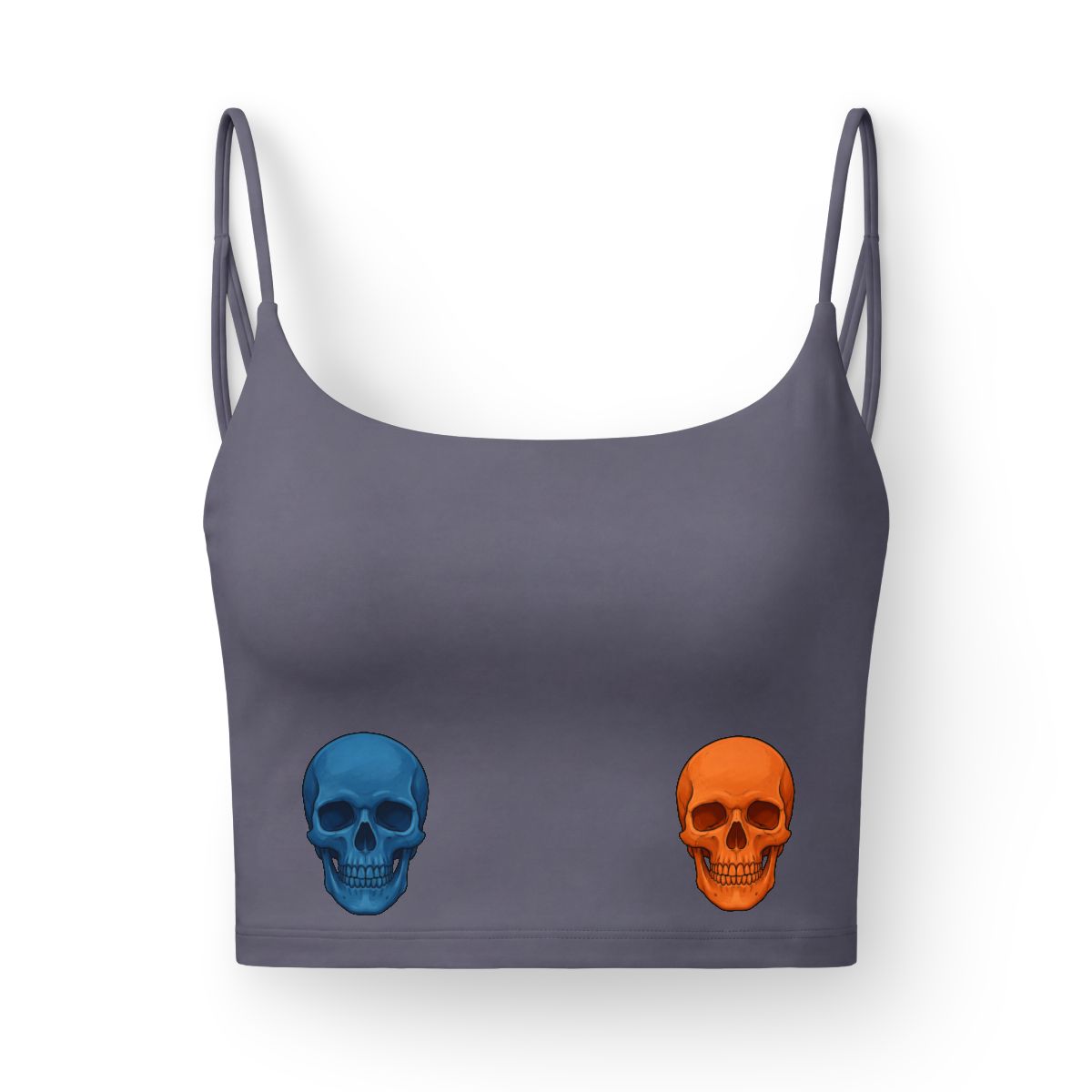 Blue and Orange Skulls Comfort Is The Enemy Bra | Crop Top Fitness
