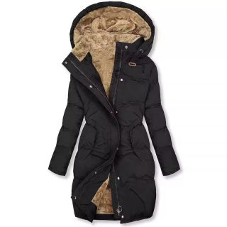 Warm Hooded Coat with Faux Fur Collar and Pockets for Women 1