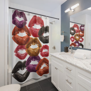 Colorful Lip Print Shower Curtains | Kiss Pattern Bath Curtain 1