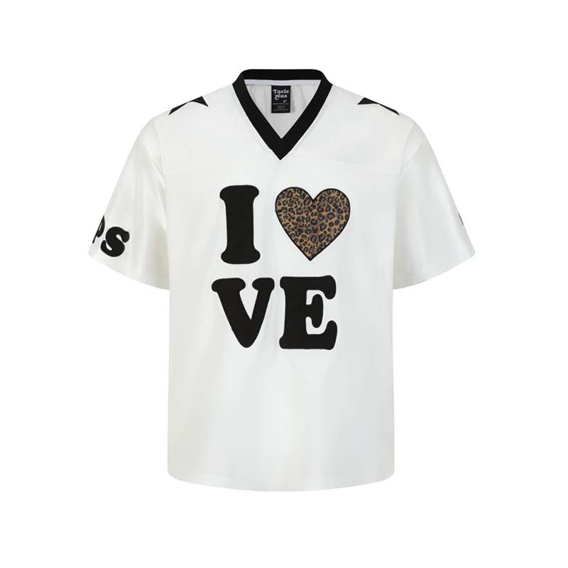 Leopard Print Contrast Mesh Short Sleeve Shirt | American Vintage Pullover