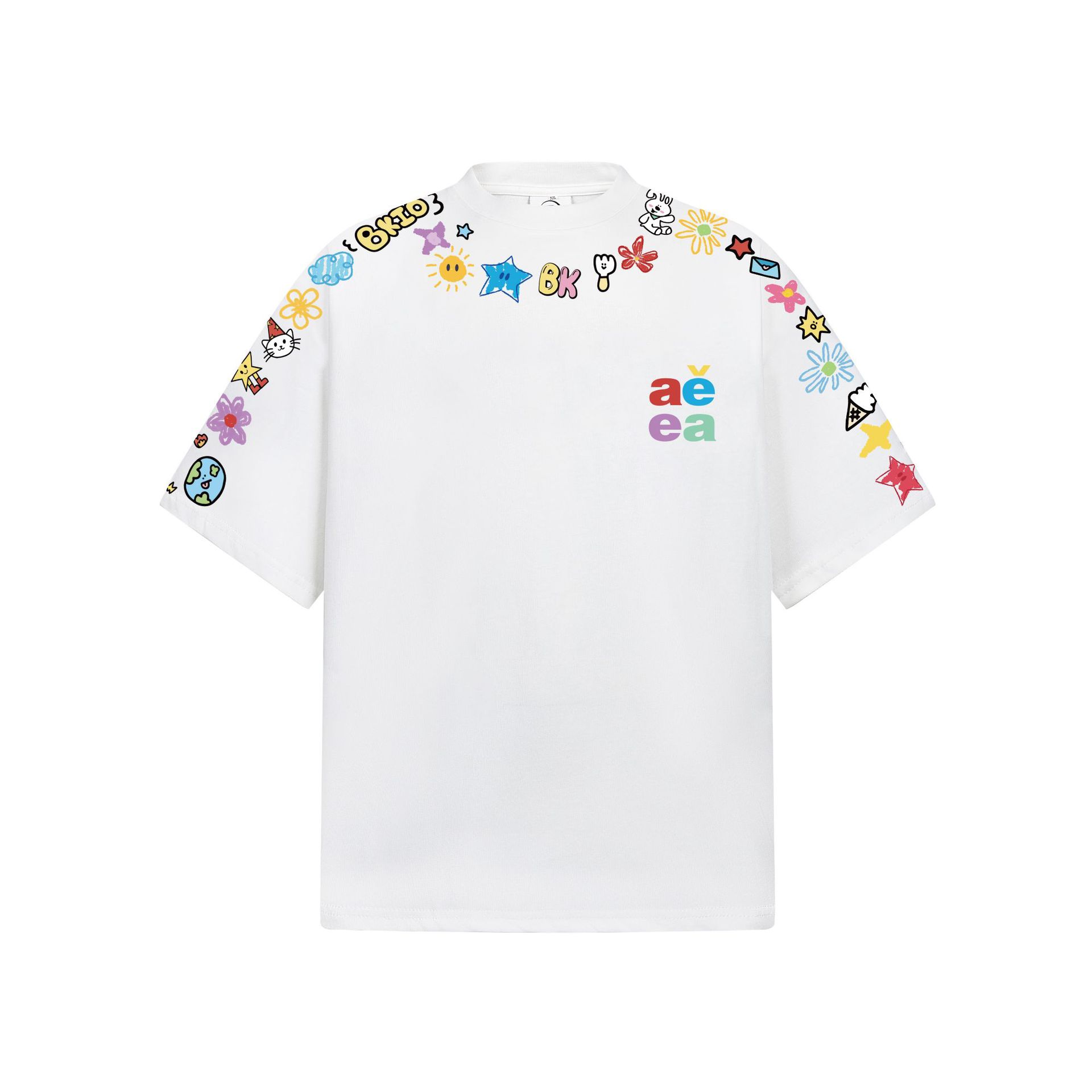 Cartoon Graffiti Print T-Shirt | Colorful Letter Streetwear Unisex