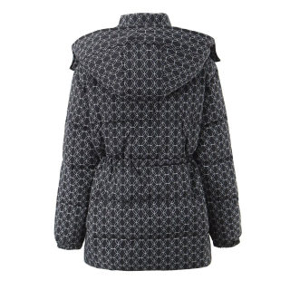 Street Print Waistband Hooded Cotton Jacket for Women 2