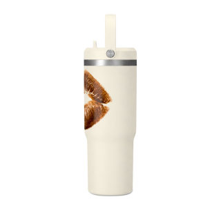 Faux Fur Kiss Lips Tumbler 32oz | Lip Print Travel Mug 25